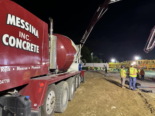 MDOT bridge pour at night
